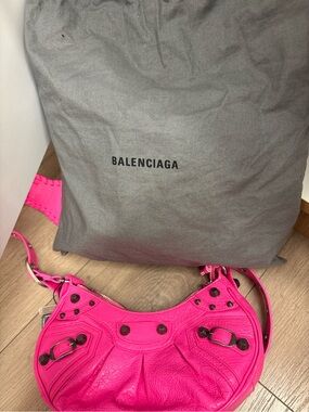 Balenciaga Hot Pink Leather Shoulder Bag